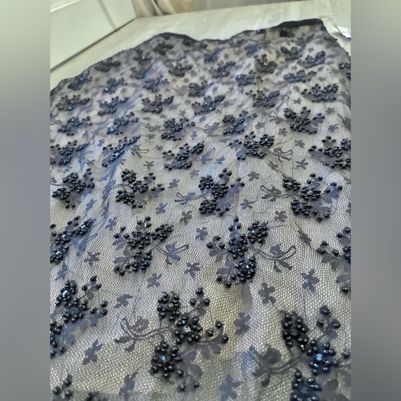 Low Rise Beaded Mesh Lace Embroidered Midi Skirt Vintage - Picture 2 of 8